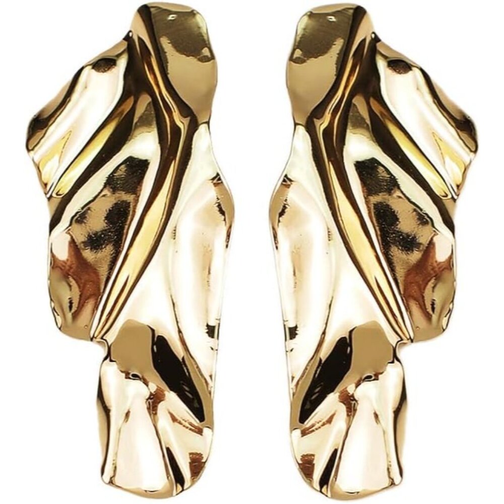 Irregular Sequins, Oversized Lava Drops, Statement Studs, Willow Leaf Design, Wa